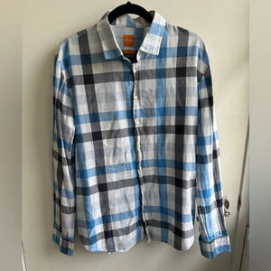 Hugo Boss Slim Fit Flannel Print Button Up Shirt
